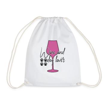Wine and dog lovers - Drawstring Bag - white - Front