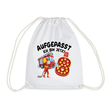 Aufgepasst Ich Bin Jetzt 8 - Geburtstag Geschenk - Turnbeutel - Weiß - Vorne