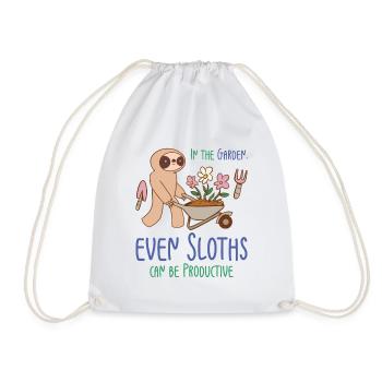 Gardening Sloth Florist Botany Sloth Lover Garden - Drawstring Bag - white - Front