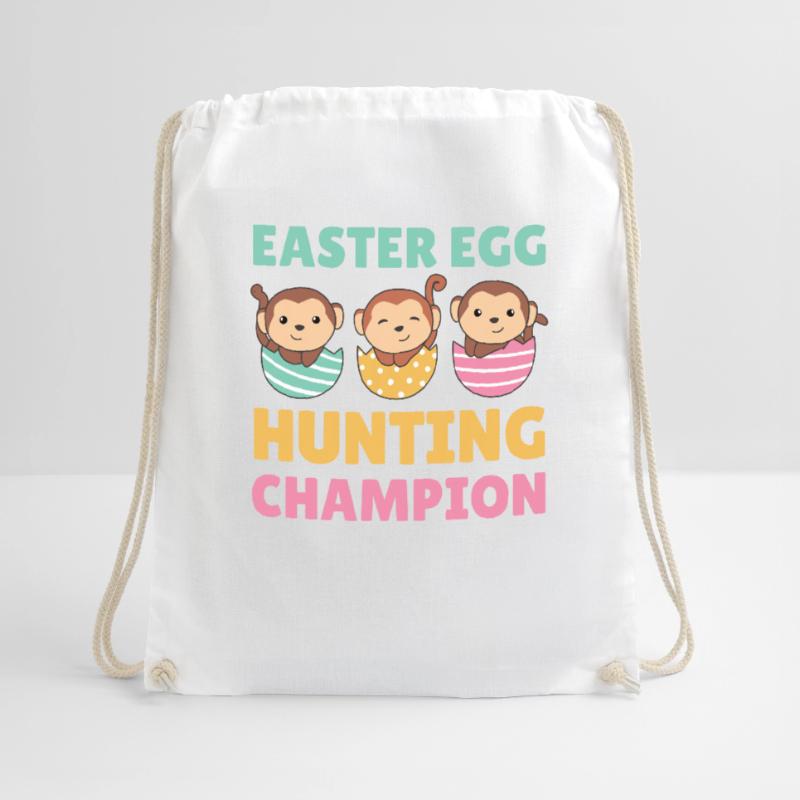cute monkeys at Easter with Easter eggs monkey Drawstring Bag