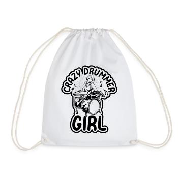 Crazy Drummer Girl Drum Player Drummer Girl Musici - Drawstring Bag - white - Front