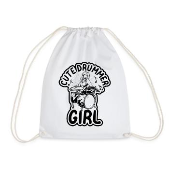 Cute Drummer Girl Drum Player Drummer Girl Drum Pl - Drawstring Bag - white - Front