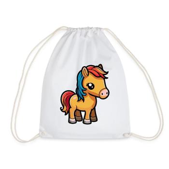 Cute horse for school beginners and kindergarten children - Drawstring Bag - white - Front