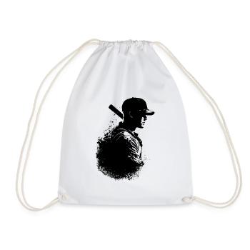 Baseball Spieler Silhouette - Turnbeutel - Weiß - Vorne