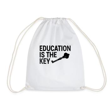 Education Key Saying - Drawstring Bag - white - Front