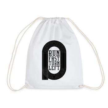 Run Fast Turn Left Retro Triathlon Race Sprinter - Drawstring Bag - white - Front