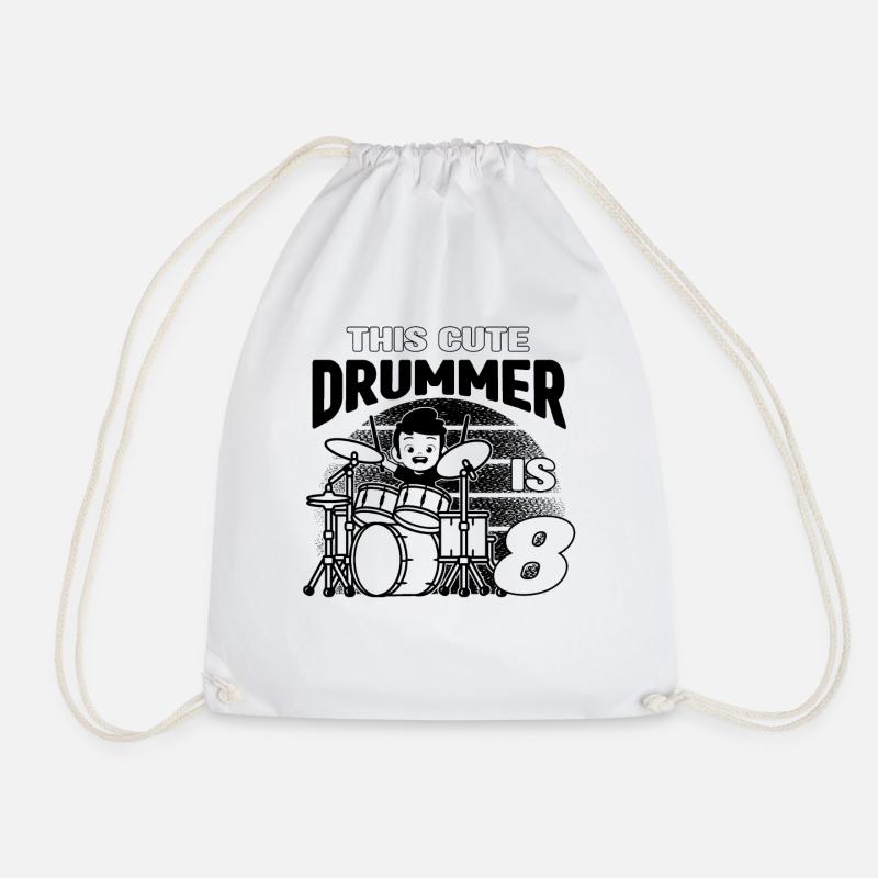 This Cute Drummer Is 8 Years Old - Birthday Drumme - Turnbeutel - Weiß
