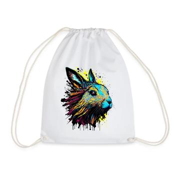Kaninchen Hase Ostern Geschenk Bunt Hasengesicht - Turnbeutel - Weiß - Vorne
