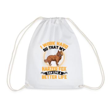 Harzer Fuchs work hard Old German herding fox - Drawstring Bag - white - Front
