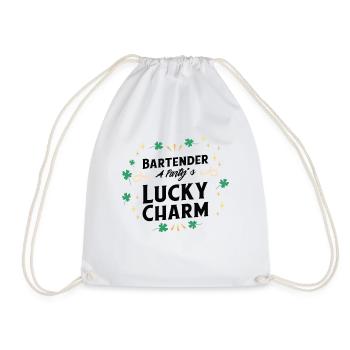 St. Patrick's Day Shamrock Clover Bartender Lucky - Drawstring Bag - white - Front
