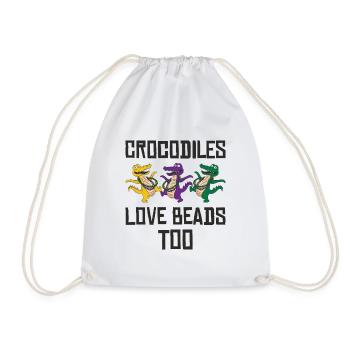 Mardi Gras Carnival Crocodile Beads Wildlife - Drawstring Bag - white - Front