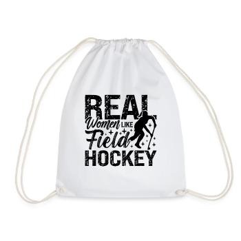 Real Women Like Field Hockey Goalie Hockey Player - Drawstring Bag - white - Front