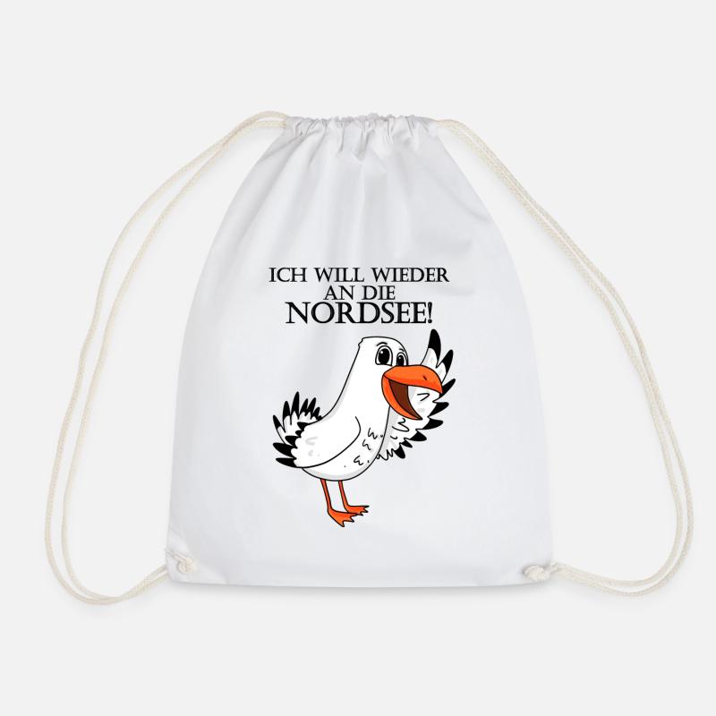 Nordsee Spruch Möwe - Turnbeutel - Weiß