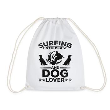 Surfing Enthusiast And Dog Lover - Water Surfer - Drawstring Bag - white - Front