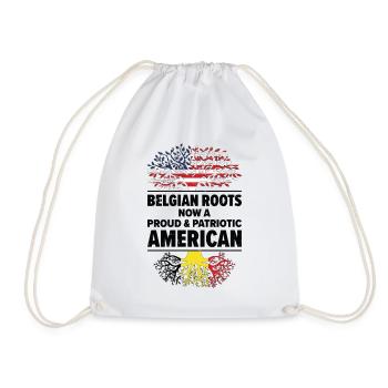 Born Belgian Belgium American USA Citizenship - Drawstring Bag - white - Front