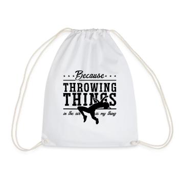 Because Throwing Things In Race Running Sprinter - Drawstring Bag - white - Front