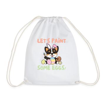 cute dogs for Easter Corgi - Drawstring Bag - white - Front