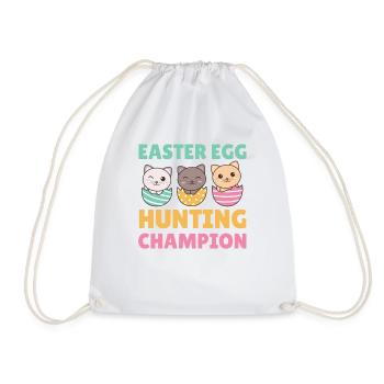 cute cats at Easter with Easter eggs cat - Drawstring Bag - white - Front