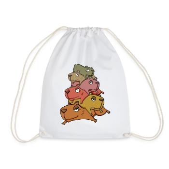 Capybara pile capybara - Drawstring Bag - white - Front