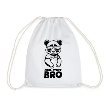 Cool panda "Cool Story Bro" with sunglasses - Drawstring Bag - white - Front
