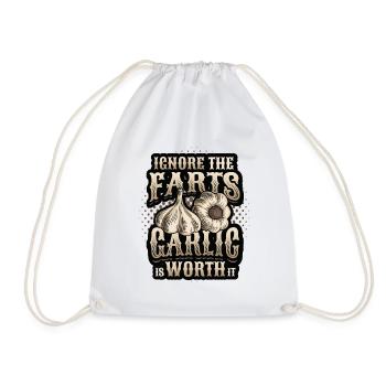 Ignore the farts, garlic is worth it - Drawstring Bag - white - Front