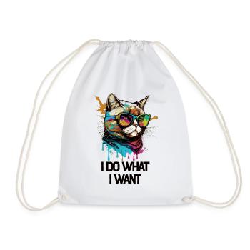 I Do What I Want Katze mit Sonnenbrille - Turnbeutel - Weiß - Vorne