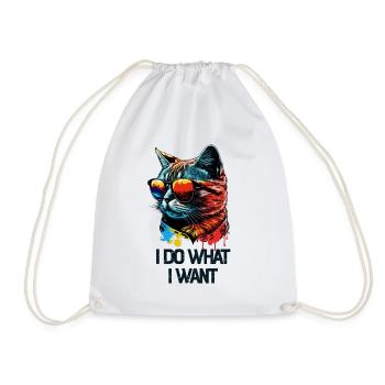 I Do What I Want Katze mit Sonnenbrille - Turnbeutel - Weiß - Vorne