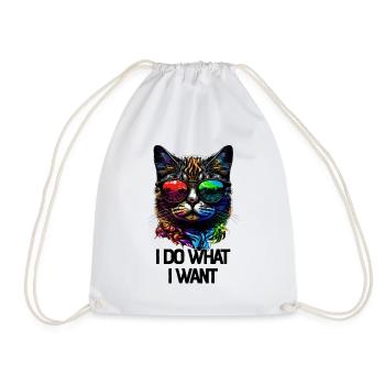 I Do What I Want Katze mit Sonnenbrille - Turnbeutel - Weiß - Vorne