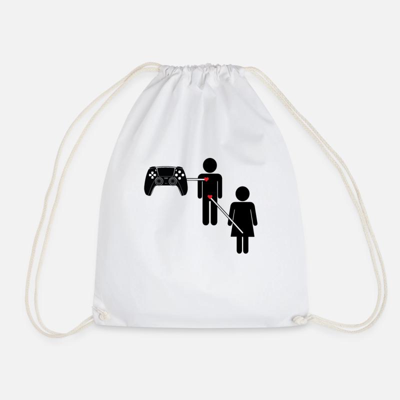 Video Games Gaming Video Gamer Gaming Controller - Drawstring Bag - white