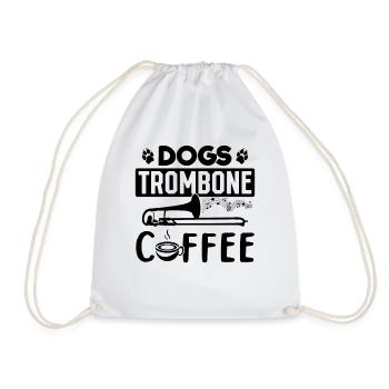 Dog Trombone Coffee Trombonist And Dog Lover Tromb - Drawstring Bag - white - Front
