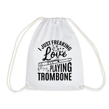 I Just Freaking Love Playing Trombone Trombone Mus - Drawstring Bag - white - Front