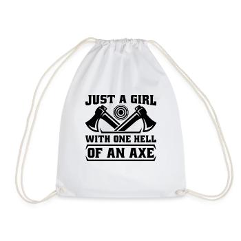 Just A Girl With One Double Axe Lover Axe Thrower - Drawstring Bag - white - Front