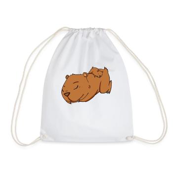 Familie - Capybara mit Baby Capybara - Turnbeutel - Weiß - Vorne