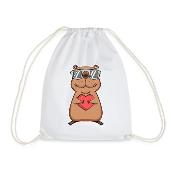 Capybara capybara heart motif - Drawstring Bag - white - Front