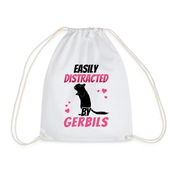 Distracted by gerbil rodent - Drawstring Bag - white - Front