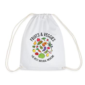 Natural Medicine Vegan Vegetables Fruit Lover - Drawstring Bag - white - Front