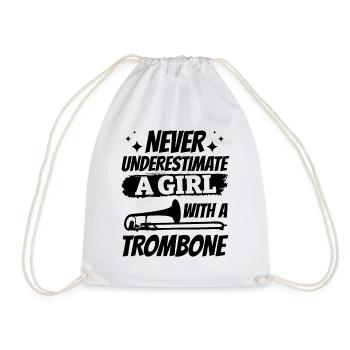 Ne sous-estimez jamais une fille avec une musique de trombone P - Sac de sport léger - blanc - Devant
