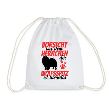 Vorsicht vor dem Wolfsspitz Deutscher Keeshond - Turnbeutel - Weiß - Vorne