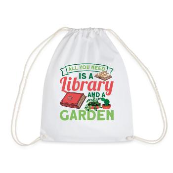 Book lover design with books for literature - Drawstring Bag - white - Front