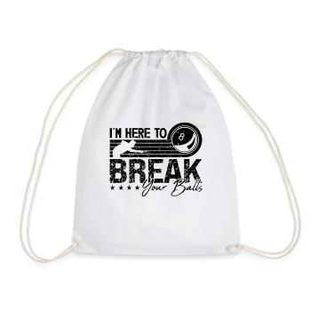 Je suis ici pour casser votre lecteur de billard Retro Cue Stick - Sac de sport léger - blanc - Devant