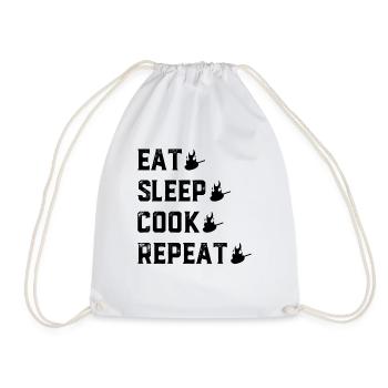 Manger dormir Cuire Répéter Grillades Barbecue Cuisson Ch - Sac de sport léger - blanc - Devant