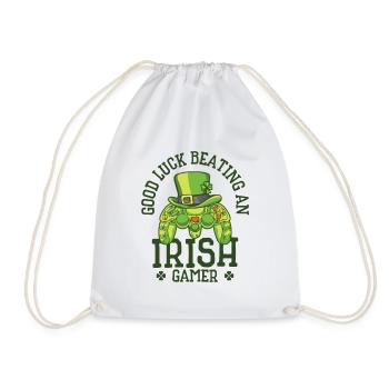St. Patrick's Day Gaming Shamrock Gamer Video - Drawstring Bag - white - Front