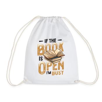 When the book is open, I'm reading - Drawstring Bag - white - Front