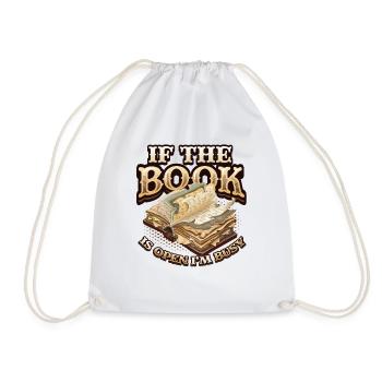 When the book is open, I'm reading - Drawstring Bag - white - Front