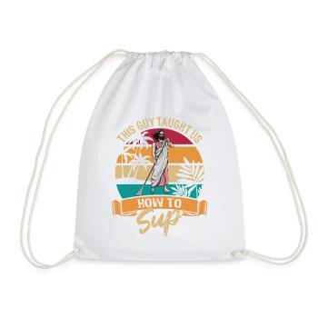 This guy taught us how to SUP - Jesus - Paddle - Drawstring Bag - white - Front