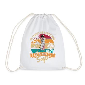 He taught me everything - Jesus - SUP - Paddle - Drawstring Bag - white - Front