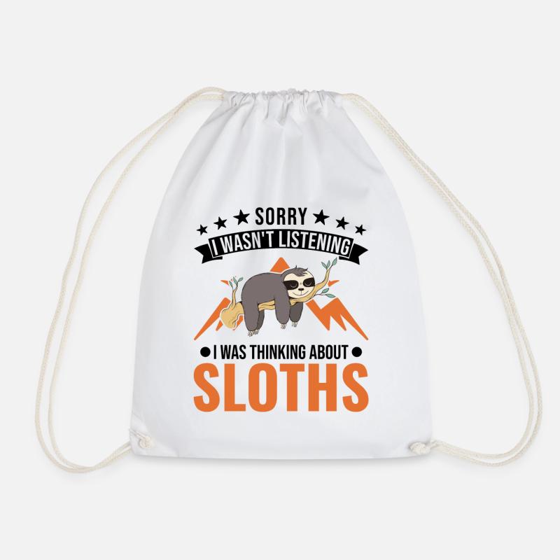 Sloth lover - Drawstring Bag - white