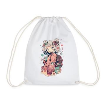 Pastel kawaii anime girl for manga freaks - Drawstring Bag - white - Front