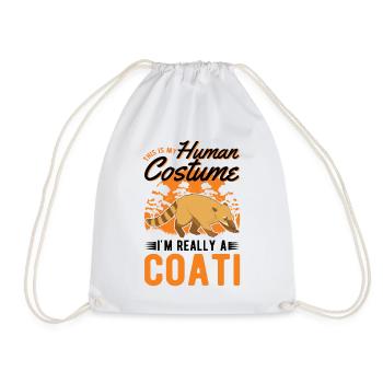 Coati Human Costume Halloween Coati Proboscis Bear - Drawstring Bag - white - Front