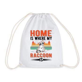 Home is where my raccoon is - Drawstring Bag - white - Front